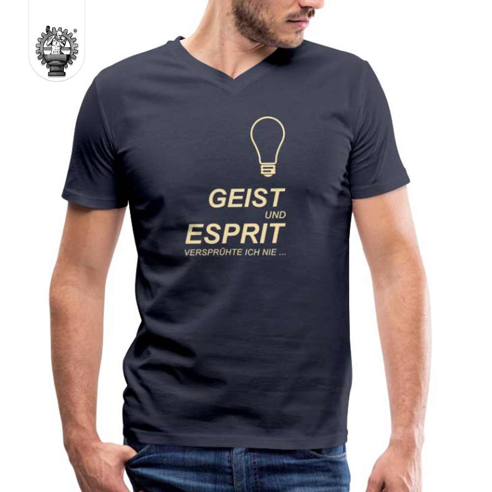 Geist und Esprit versprühte ich nie Männer T-Shirt Produktbild Bio-T-Shirt Mit V-Ausschnitt
